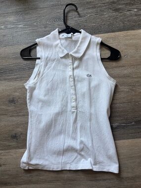 Lacoste white pique polo